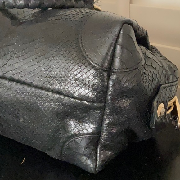 3-fer Vintage Henri Bendel Black WEST 57th Box Barrel Bag, wristlet & mirror - Picture 16 of 17